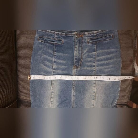 Y2K Denim Maxi Skirt Mermaid Trumpet Slit 90s Streetwear Revival - Picture 12 of 15